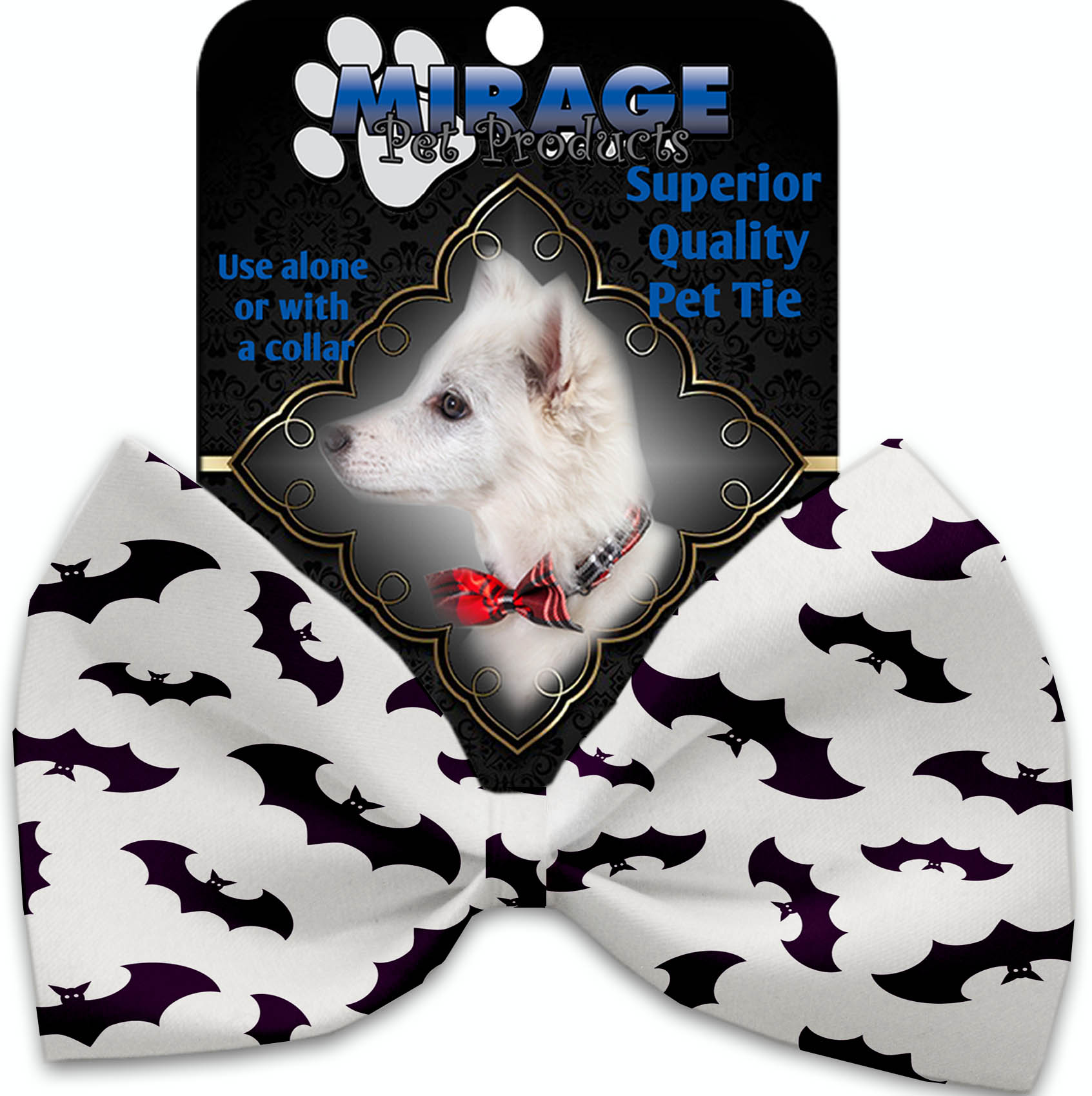 Purple Bats Pet Bow Tie Collar Accessory with Velcro